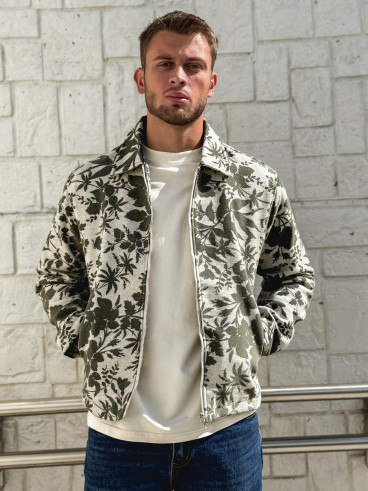 Veste à motifs Olivier - Kaki/Ecru