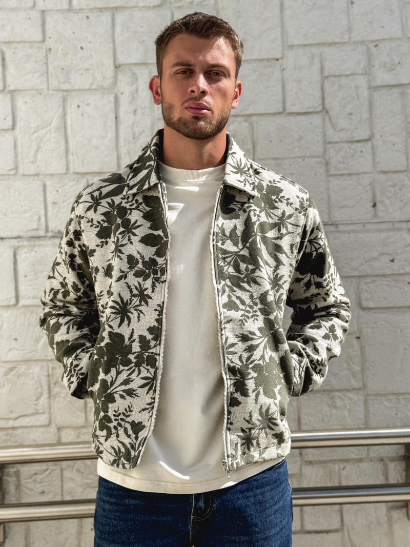 Veste à motifs Olivier - Kaki/Ecru