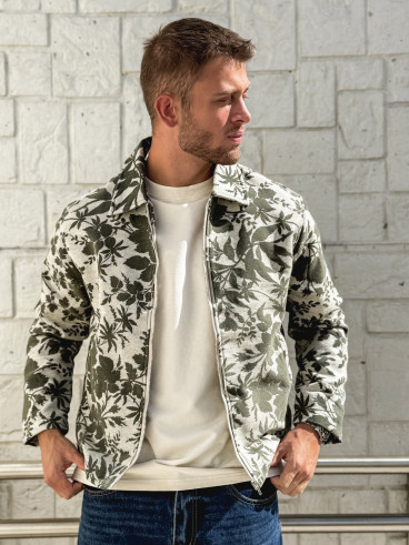 Veste à motifs Olivier - Kaki/Ecru