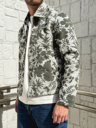 Veste à motifs Olivier - Kaki/Ecru