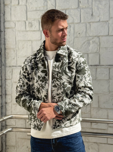 Veste à motifs Olivier - Kaki/Ecru
