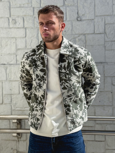 Veste à motifs Olivier - Kaki/Ecru