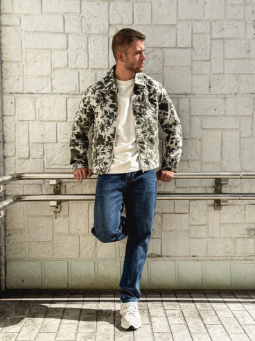 Veste à motifs Olivier - Kaki/Ecru