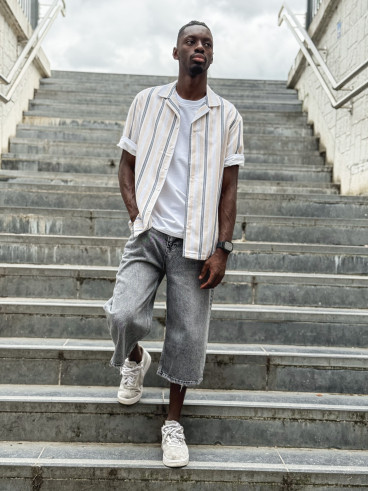 Chemise lignée Aymeric - Beige