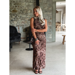 Robe longue à fleurs Auralys - Marron