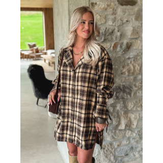 Robe à carreaux Mélissande - Chocolat/Beige