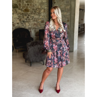 Robe courte à fleurs Nélaya - Bleu/Rose