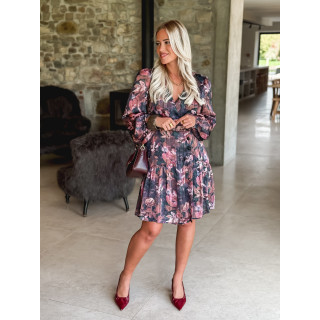 Robe courte à fleurs Nélaya - Bleu/Rose