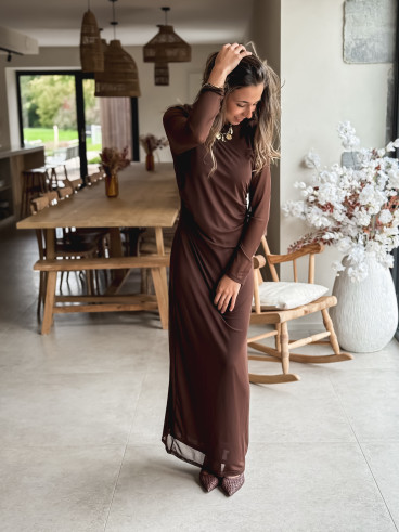 Robe longue Talésia - Chocolat