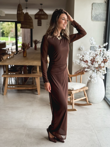 Robe longue Talésia - Chocolat