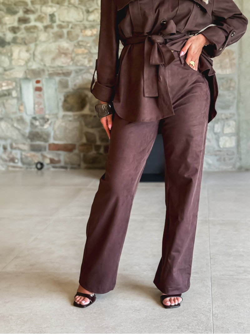 Pantalon en suédine Myrelle - Chocolat