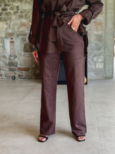 Pantalon en suédine Myrelle - Chocolat