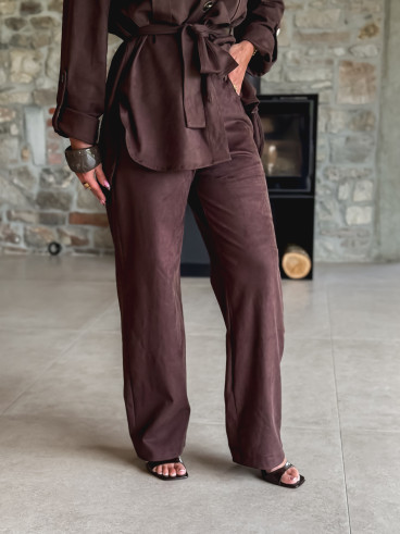 Pantalon en suédine Myrelle - Chocolat