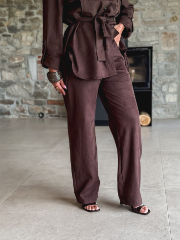 Pantalon en suédine Myrelle - Chocolat