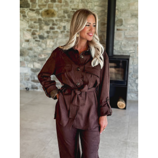 Chemise longue en suédine Myrelle - Chocolat