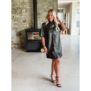 Robe courte en simili Lunesia - Chocolat