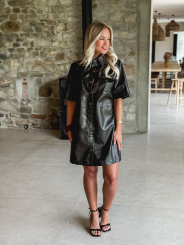 Robe courte en simili Lunesia - Chocolat