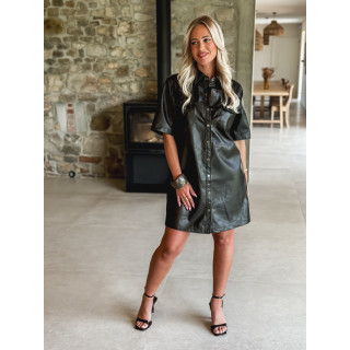 Robe courte en simili Lunesia - Chocolat