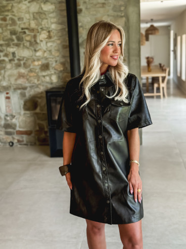 Robe courte en simili Lunesia - Chocolat