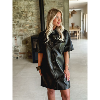 Robe courte en simili Lunesia - Chocolat