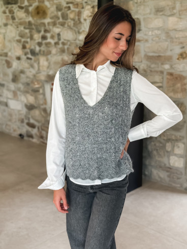 Pull Sans manches Evelyne - Gris