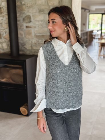 Pull Sans manches Evelyne - Gris