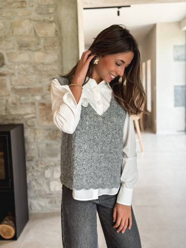 Pull Sans manches Evelyne - Gris