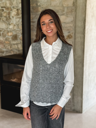 Pull Sans manches Evelyne - Gris