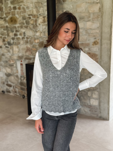 Pull Sans manches Evelyne - Gris