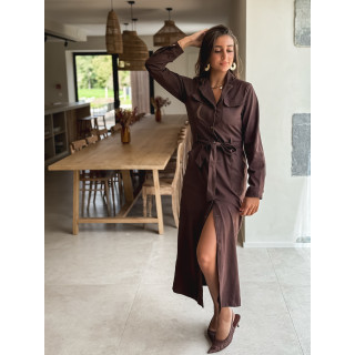 Robe longue en suédine Thess - Chocolat