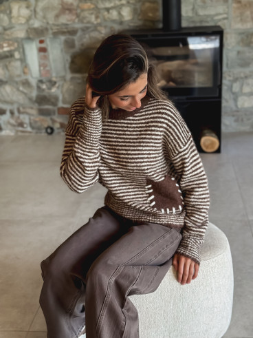 Pull ligné Ylonia - Chocolat/Ecru