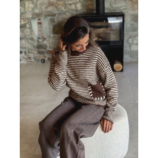 Pull ligné Ylonia - Chocolat/Ecru