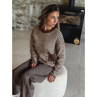 Pull ligné Ylonia - Chocolat/Ecru