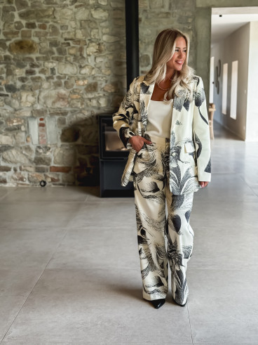 Pantalon à motifs Vespera - Ecru