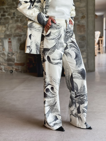 Pantalon à motifs Vespera - Ecru