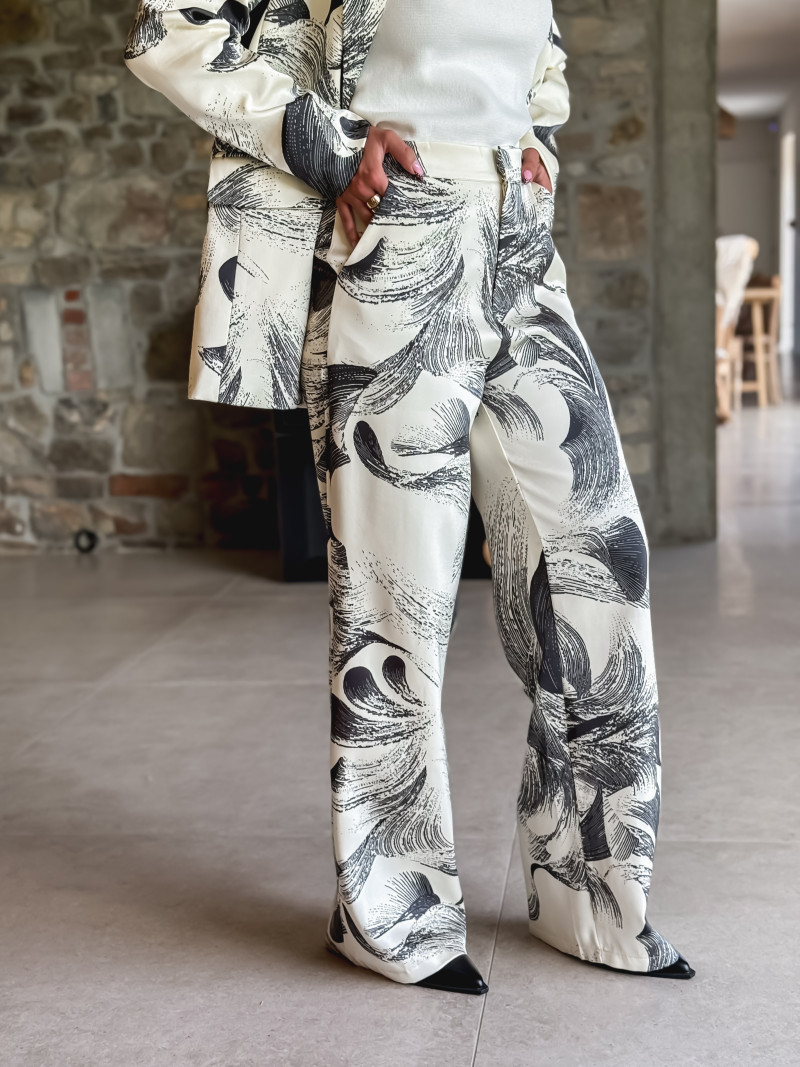 Pantalon à motifs Vespera - Ecru