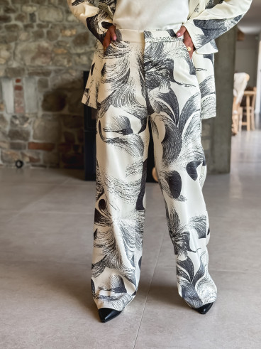 Pantalon à motifs Vespera - Ecru