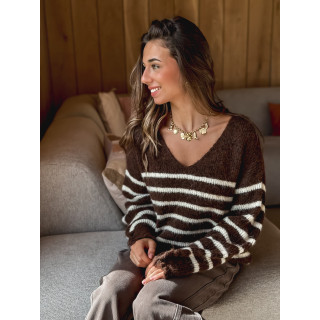 Pull ligné Maurelle - Chocolat/Ecru