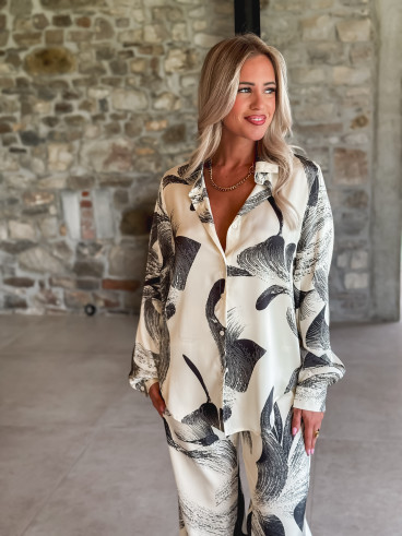 Chemise à motifs Vespera - Ecru