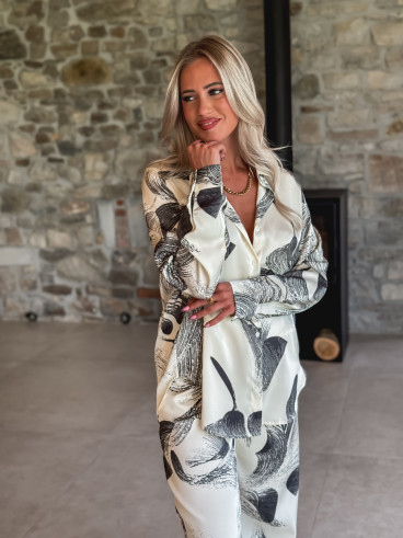 Chemise à motifs Vespera - Ecru