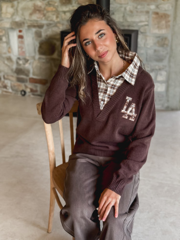 Pull Talia - Chocolat/Ecru