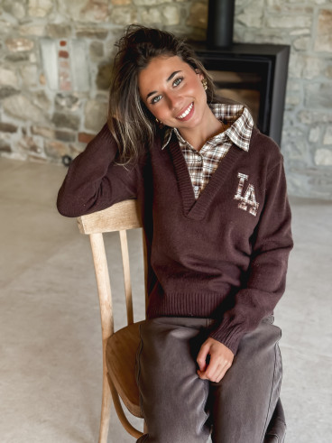 Pull Talia - Chocolat/Ecru