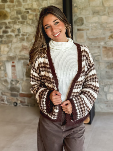 Gilet ligné Loriane - Chocolat