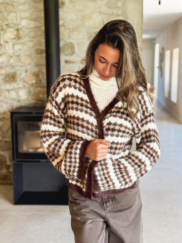 Gilet ligné Loriane - Chocolat