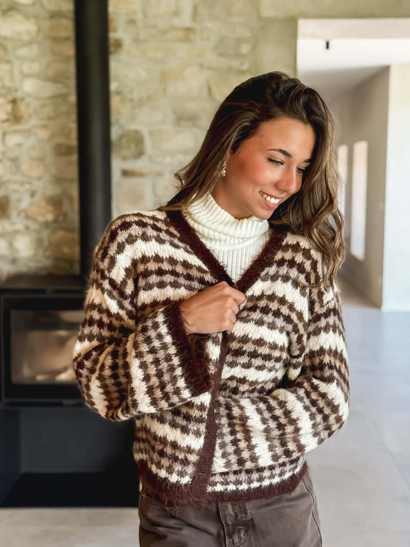 Gilet ligné Loriane - Chocolat