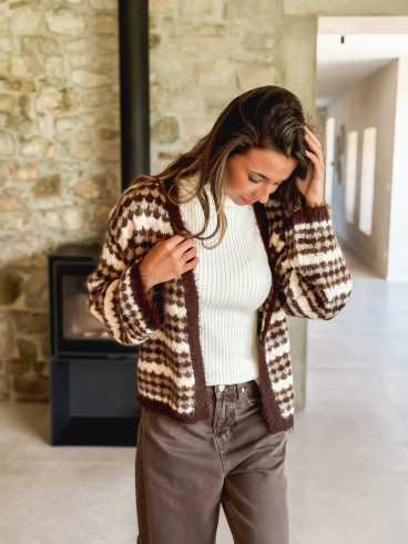 Gilet ligné Loriane - Chocolat
