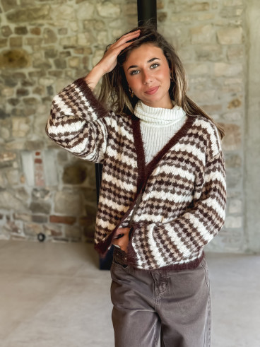 Gilet ligné Loriane - Chocolat