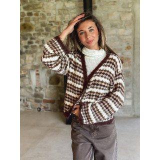 Gilet ligné Loriane - Chocolat