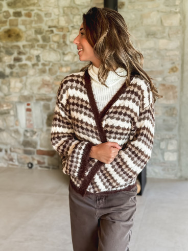 Gilet ligné Loriane - Chocolat