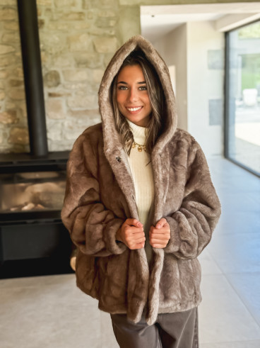 Manteau en fourrure Icéa - Taupe